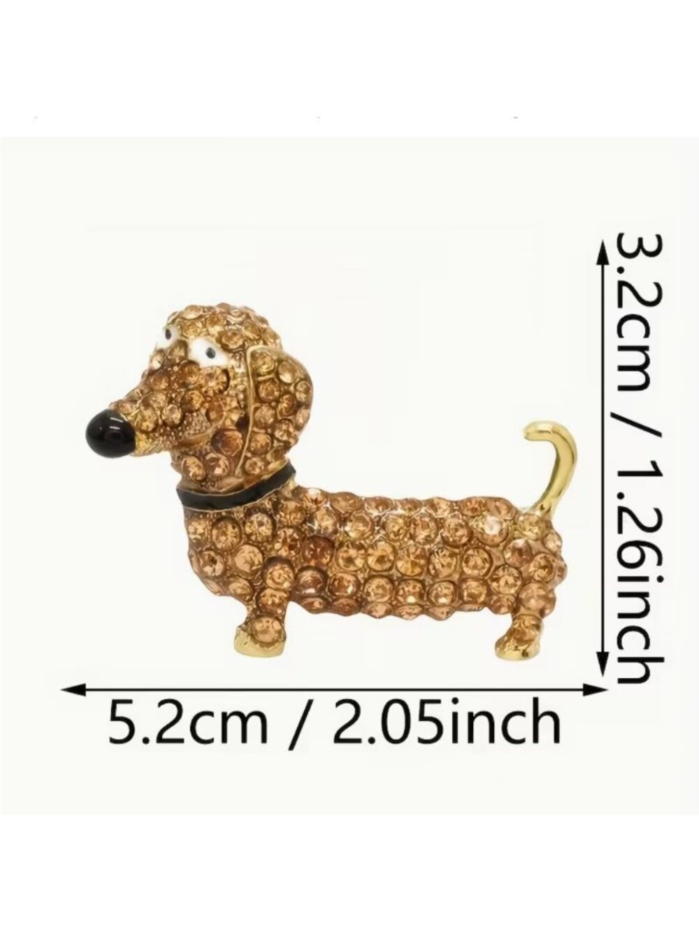 Betsey Johnson Dachshund Crystal Dog Brooch / Pendant Gold Tone - Picture 2 of 2